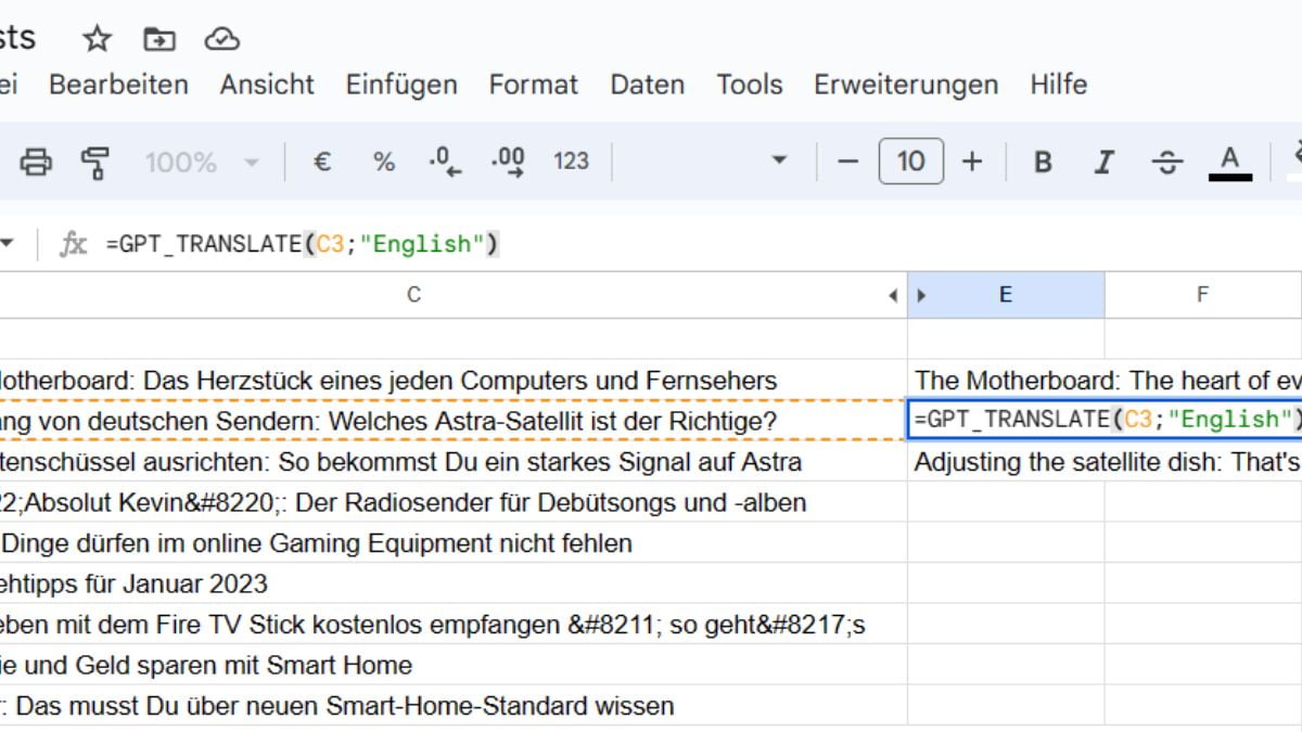 ChatGPT Google Sheets