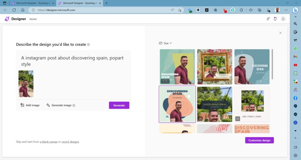 Screenshot Microsoft Designer